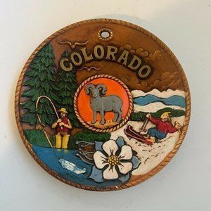 VTG Mid-Century COLORADO Wall Hanging Souvenir Collector Plate 8" Kitsch MCM‎